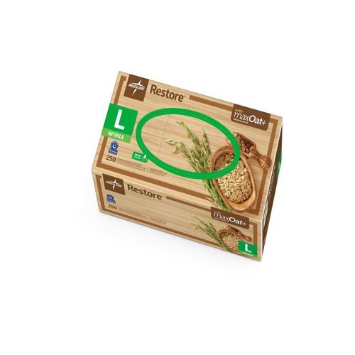 Medline Restore Nitrile Exam Gloves with Oatmeal,Off White,Large