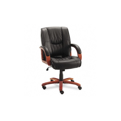 Office star Cherry Wood Finish Deluxe Series Leather MidBack Swivel