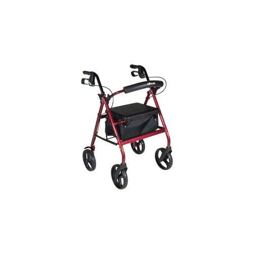 Drive Devilbiss Healthcare Aluminum Rollator with Removable Wheels, Red ...