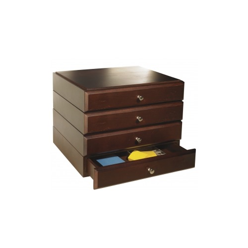Bindertek Stacking Wood Desk Organizers, 4 Supply Drawer Kit, Mahogany ...